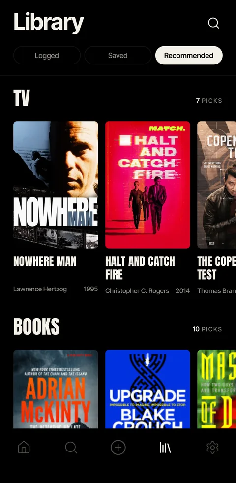 Your library of logged, saved and recommended picks