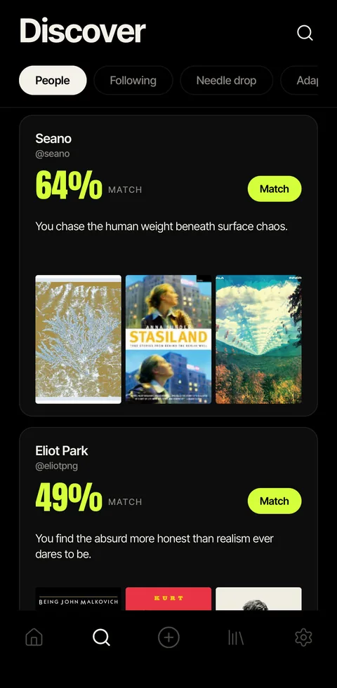 Discover people with matching taste